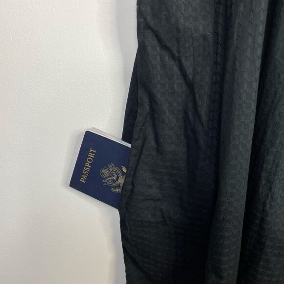 Gap Tie Strap Cami Midi Dress Textured Black Cotton Minimalist LP L Large Petite - Picture 6 of 13